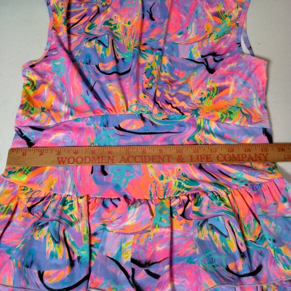 Lisa Blue Call Of The Whale Dress AUS UK 14 US 10 Beach Ruffle Psychedelic Swirl - Picture 16 of 16